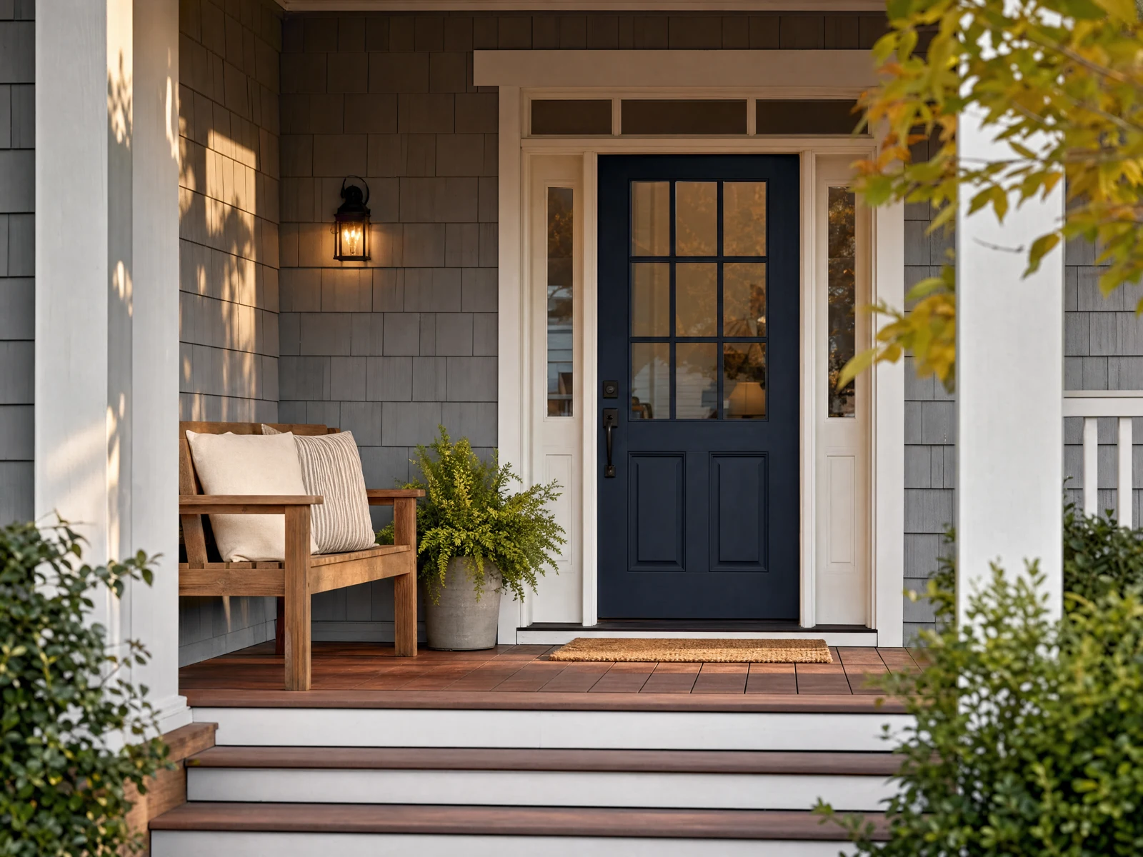 Illustrative Northwest porch in warm afternoon light